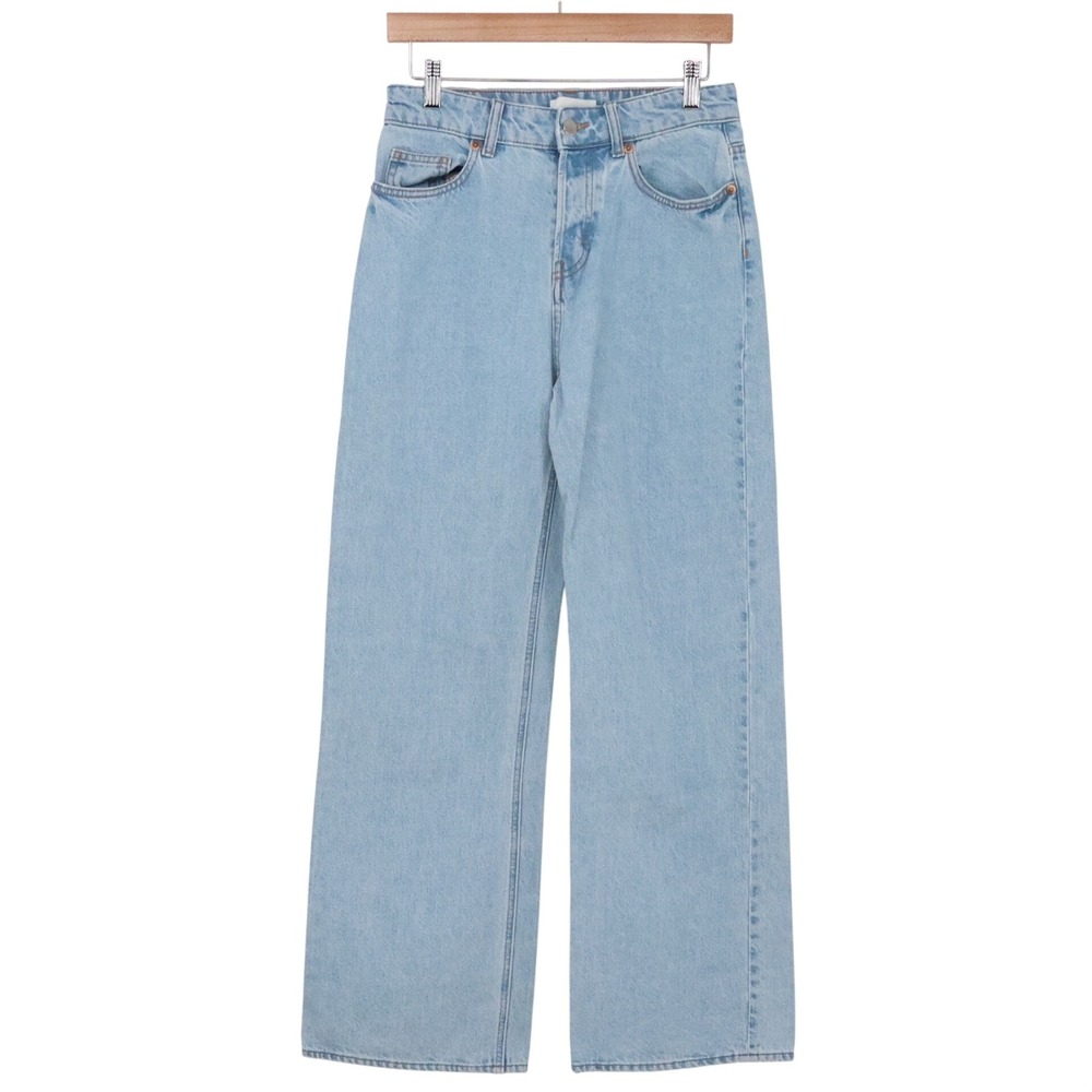 H&M Jeans Womens 4 Wide Leg Light Blue High Waisted Cotton Excellent